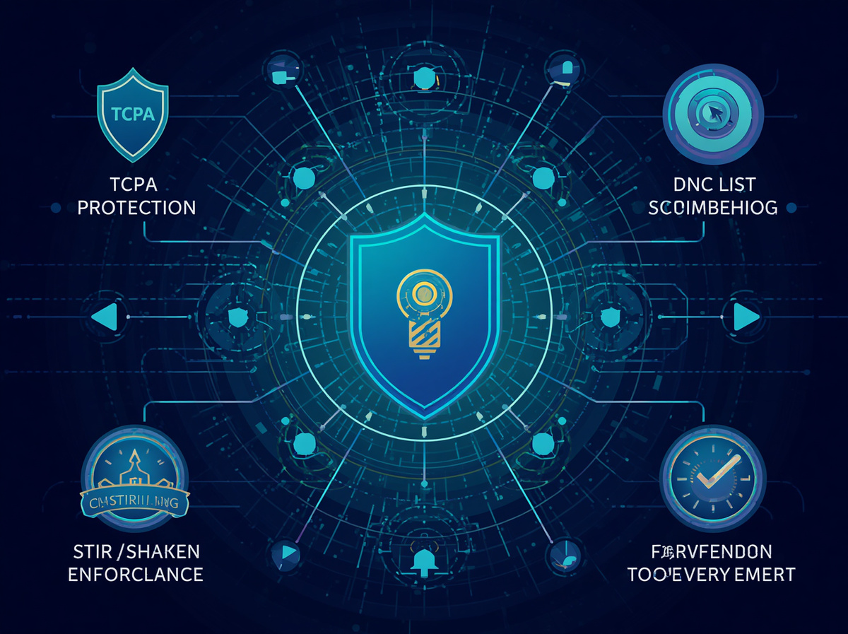Belsmart outbound compliance dashboard showing real-time DNC scrubbing, TCPA compliance controls, STIR/SHAKEN status, and calling hours enforcement for outbound sales teams