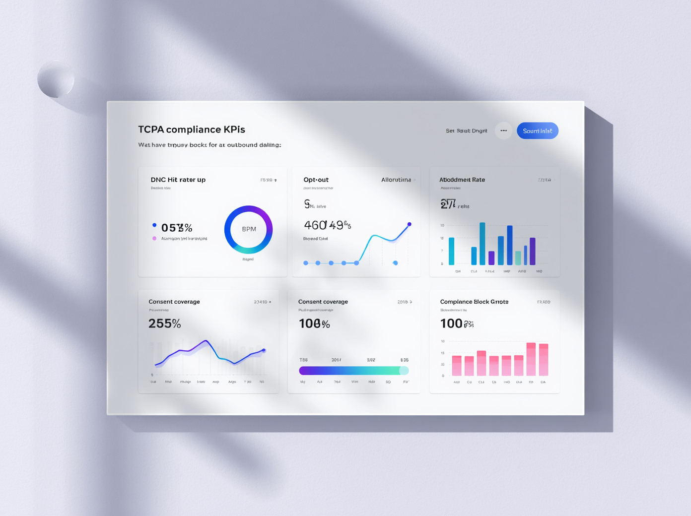 Compliant outbound dialing dashboard tracking TCPA safe harbor dialer KPIs